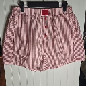 Very J Red and White Striped High-Waist Shorts